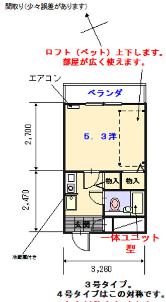 ロフトがあるので、部屋が広く使えて便利。スーパーイオンが目の前で買い物便利。