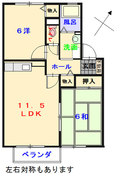 新婚さんにオススメの２LDK。横路保育所が徒歩圏にあり、お子様を育むのに向いた立地。