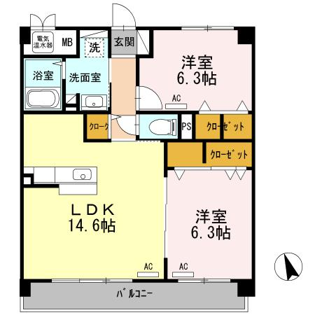 広駅徒歩７分のオール電化２ＬＤＫ！セキュリティに配慮されたマンションです。
